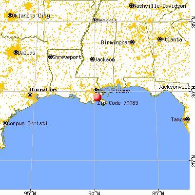 Port Sulphur, LA (70083) map from a distance