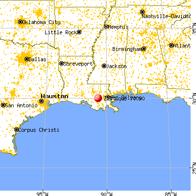 North Vacherie, LA (70090) map from a distance