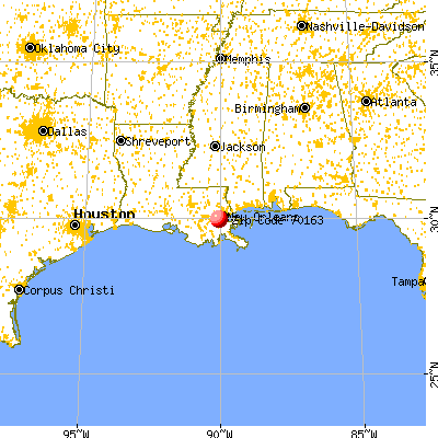 New Orleans, LA (70163) map from a distance