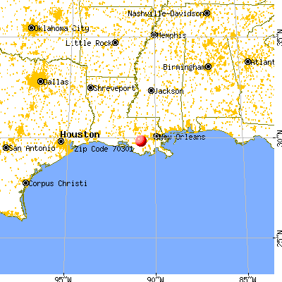 Chackbay, LA (70301) map from a distance