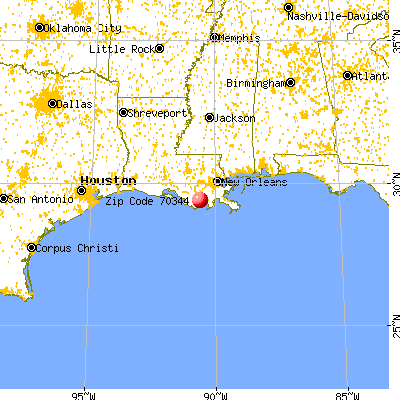 Chauvin, LA (70344) map from a distance