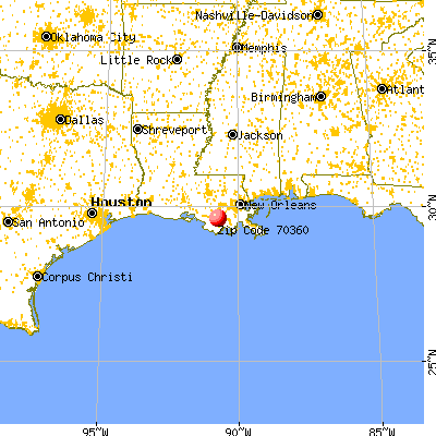 Houma, LA (70360) map from a distance