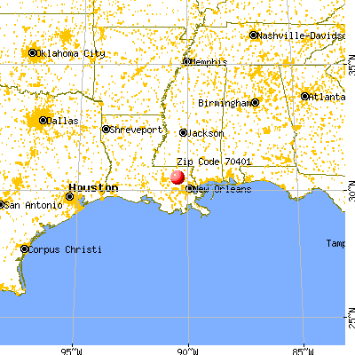 Hammond, LA (70401) map from a distance