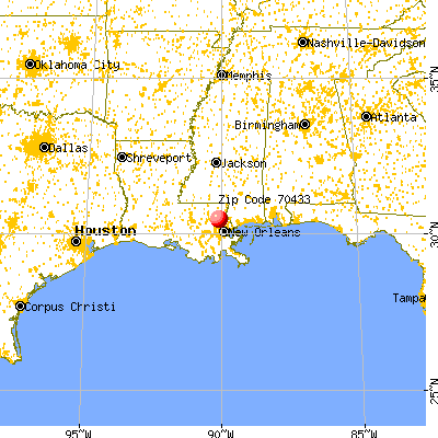 Covington, LA (70433) map from a distance