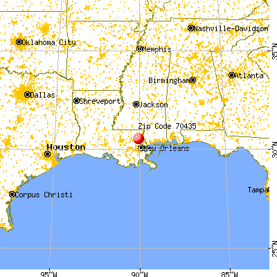 Covington, LA (70435) map from a distance