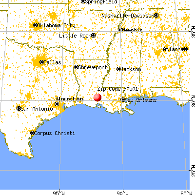 Lafayette, LA (70501) map from a distance