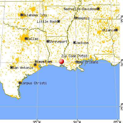 Broussard, LA (70518) map from a distance