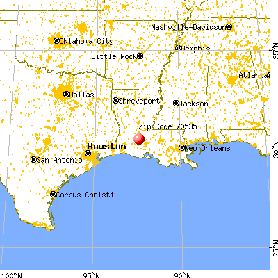 Eunice, LA (70535) map from a distance