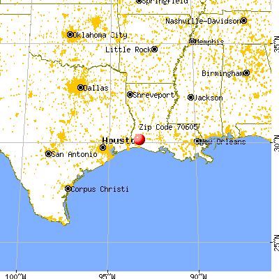Lake Charles, LA (70605) map from a distance