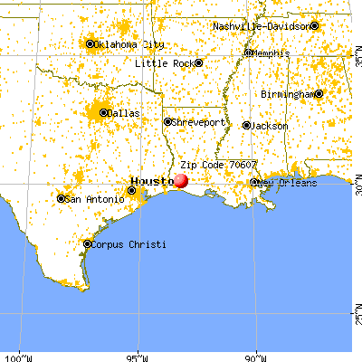 Lake Charles, LA (70607) map from a distance