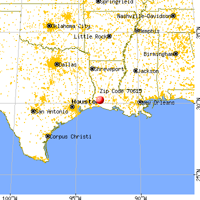 Lake Charles, LA (70615) map from a distance