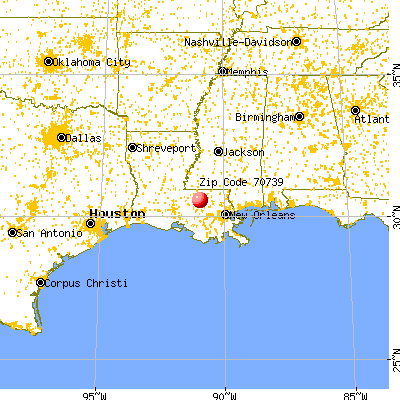 Central, LA (70739) map from a distance