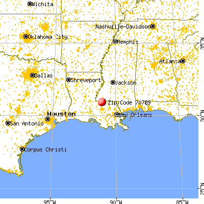 Wilson, LA (70789) map from a distance
