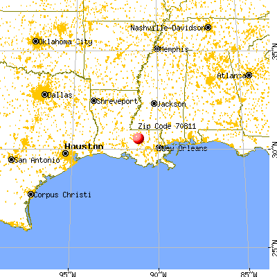 Brownfields, LA (70811) map from a distance