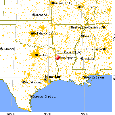 Shreveport, LA (71105) map from a distance