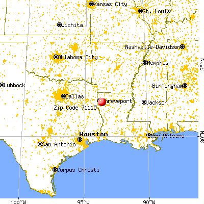 Shreveport, LA (71115) map from a distance