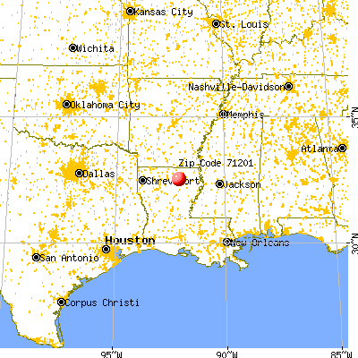 Monroe, LA (71201) map from a distance