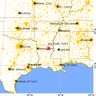 Monroe, LA (71203) map from a distance