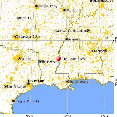 Lake Providence, LA (71254) map from a distance