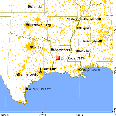 , LA (71434) map from a distance