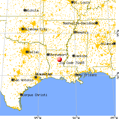 Olla, LA (71465) map from a distance