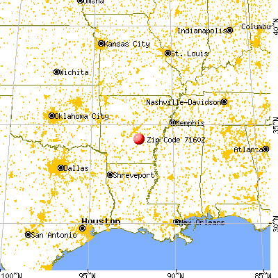 Pine Bluff, AR (71602) map from a distance