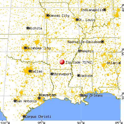 Fordyce, AR (71742) map from a distance