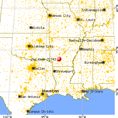 Gurdon, AR (71743) map from a distance