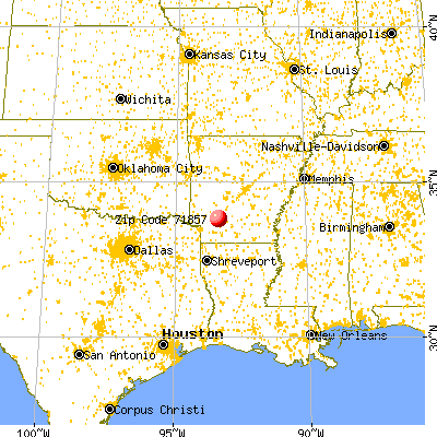 Prescott, AR (71857) map from a distance