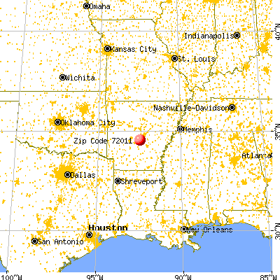 Bauxite, AR (72011) map from a distance