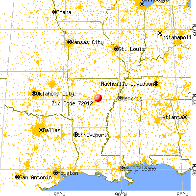 Beebe, AR (72012) map from a distance