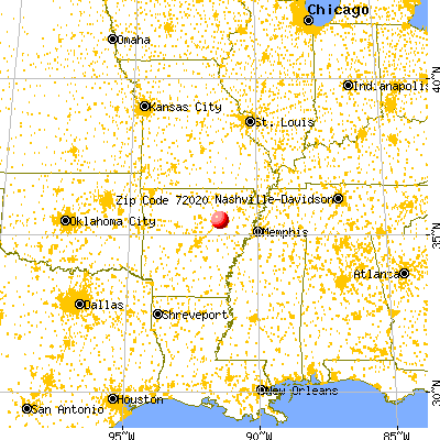 Bradford, AR (72020) map from a distance