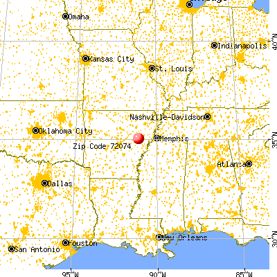 Hunter, AR (72074) map from a distance