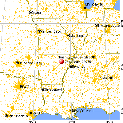 Jacksonport, AR (72075) map from a distance