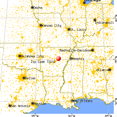 McRae, AR (72102) map from a distance