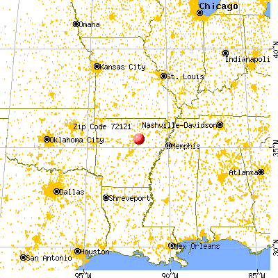 Pangburn, AR (72121) map from a distance