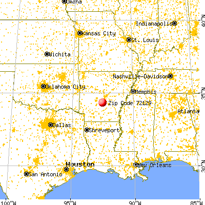 Prattsville, AR (72129) map from a distance