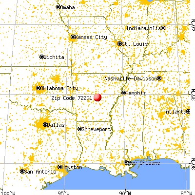 Little Rock, AR (72201) map from a distance