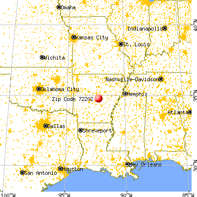 Little Rock, AR (72202) map from a distance