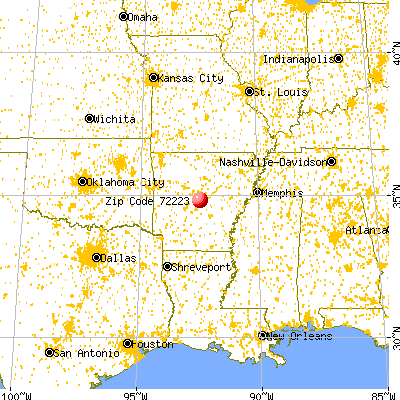 Little Rock, AR (72223) map from a distance