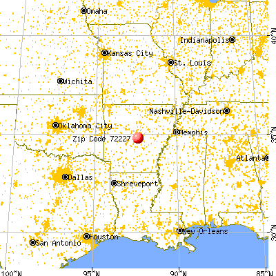 Little Rock, AR (72227) map from a distance