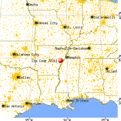 Aubrey, AR (72311) map from a distance