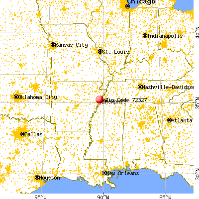 Jennette, AR (72327) map from a distance