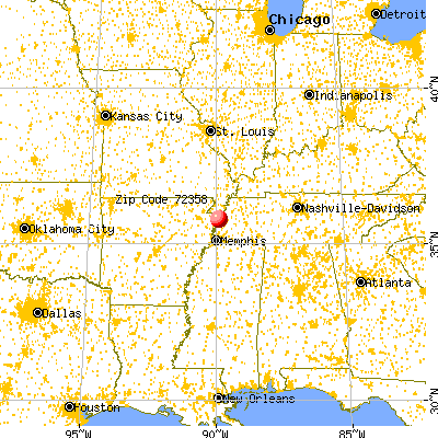 Luxora, AR (72358) map from a distance
