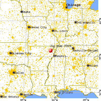 Jonesboro, AR (72401) map from a distance