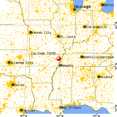 Leachville, AR (72438) map from a distance