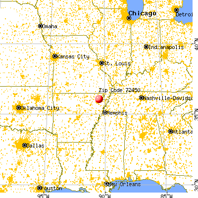 Paragould, AR (72450) map from a distance