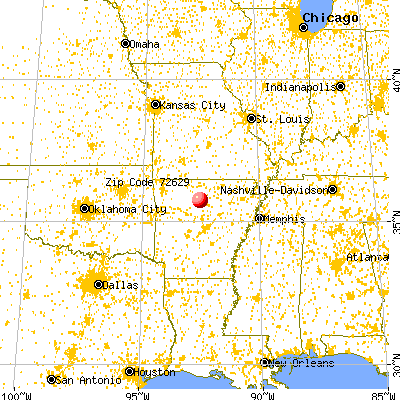 Dennard, AR (72629) map from a distance