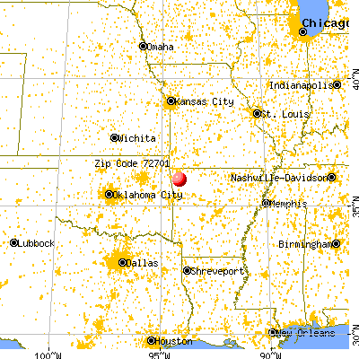 Fayetteville, AR (72701) map from a distance