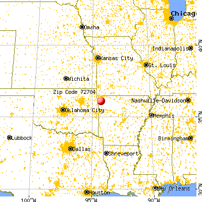 Fayetteville, AR (72704) map from a distance